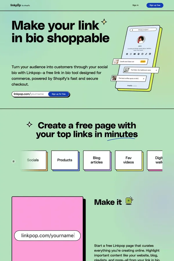 Linkpop - Landing design inspiration