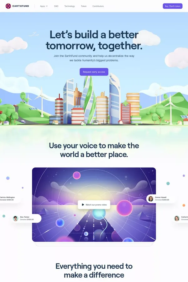 🌍 EarthFund | Join a DAO. Change the world. | 1Earth - Landing design inspiration