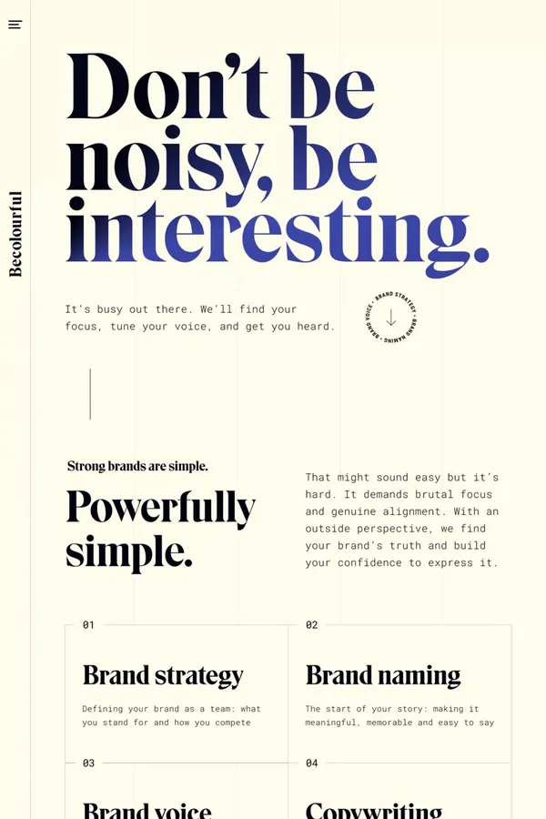 Brand voice consultancy - Becolourful - Portfolio design inspiration