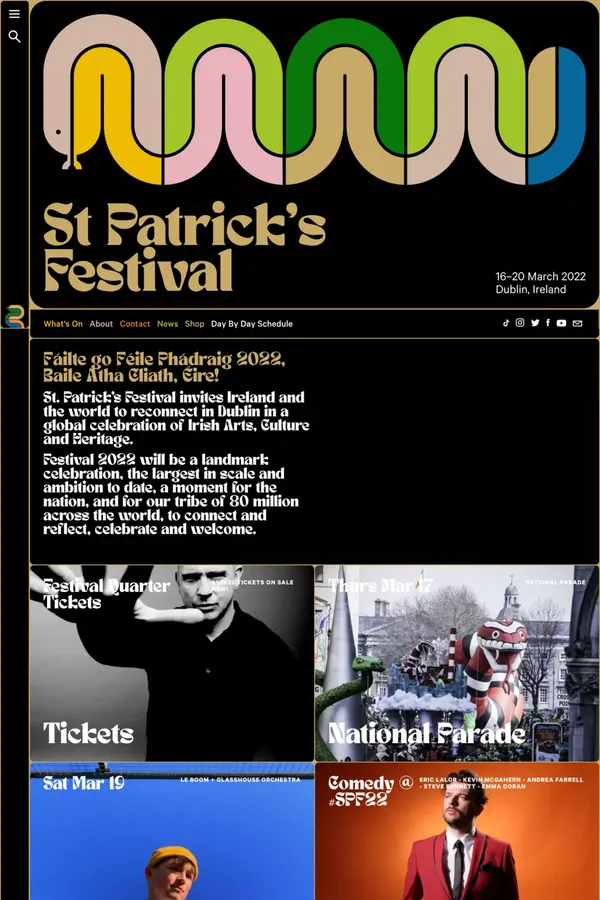 St. Patrick's Festival 2022 - Landing design inspiration