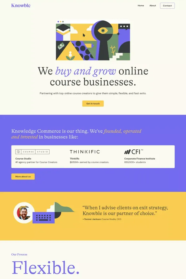 Knowble | We buy and grow online course businesses. - Portfolio design inspiration