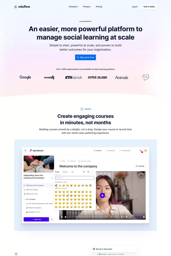 Eduflow · An easier, more powerful LMS - Landing design inspiration