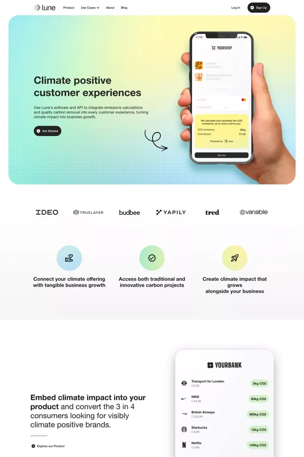 Lune - Landing design inspiration