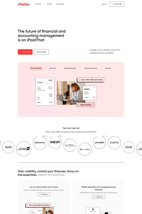 iPaidThat : The future of financial and accounting management - Landing design inspiration