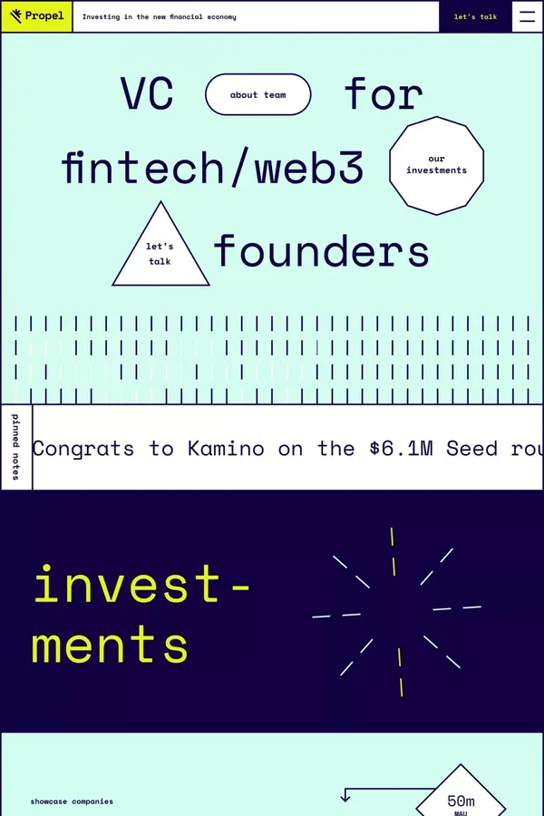 Propel.vc - Portfolio design inspiration