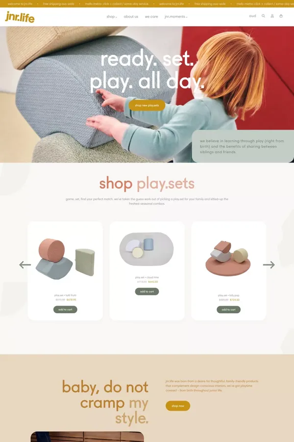 jnr.life - Ecommerce design inspiration