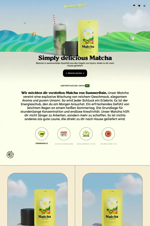 SummerRain - Simply delicious Matcha from Kyoto - Ecommerce design inspiration