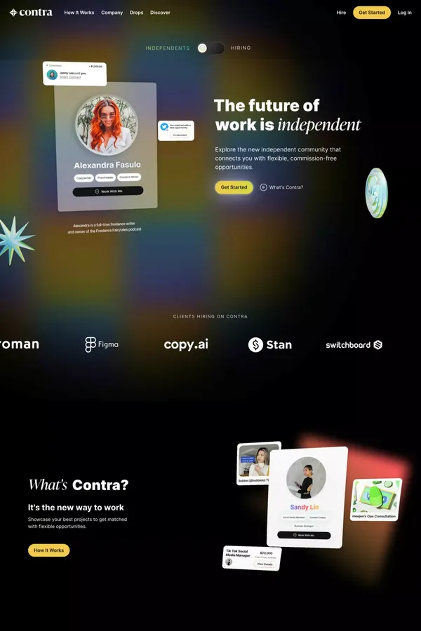 Contra - Work the Way You Want - Landing design inspiration