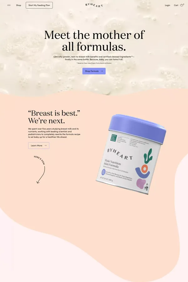 ByHeart No-Compromise Nutrition Infant Formula - Ecommerce design inspiration