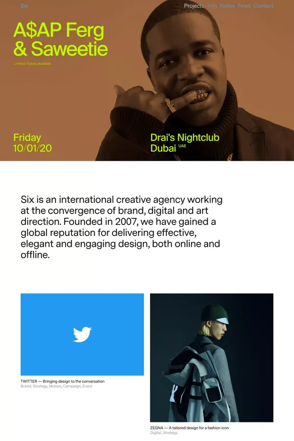 Six - Portfolio design inspiration