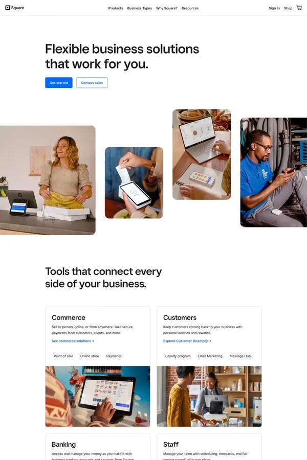 Square | Solutions For Your Small, Medium & Large Business - Landing design inspiration