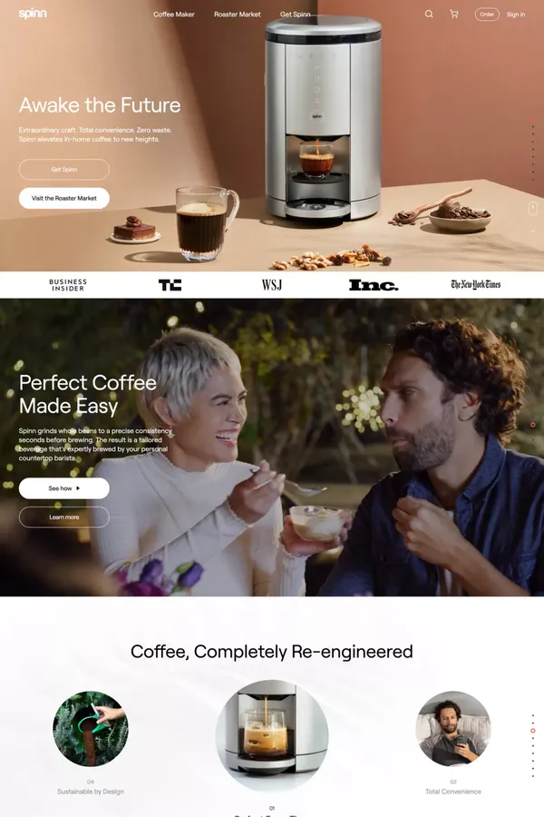 Spinn | Coffee Maker & Coffee Marketplace - Ecommerce design inspiration