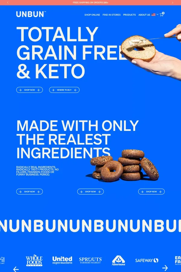 Unbun Foods - Ecommerce design inspiration