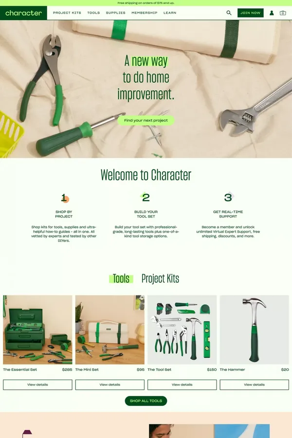 Character - Ecommerce design inspiration