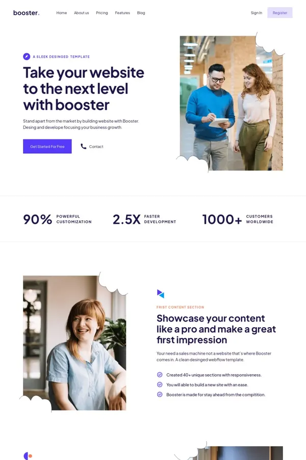 Booster - Webflow Website Template - Template design inspiration