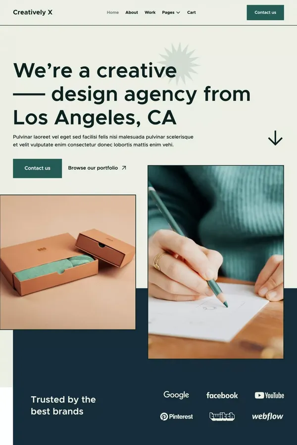 Creatively X - Webflow Website Template - Template design inspiration