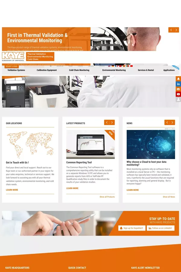 KAYE - Thermal Validation System & Environmental Monitoring - website design inspiration