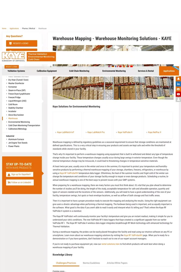 Warehouse Mapping - Warehouse Monitoring Solutions - KAYE - website design inspiration