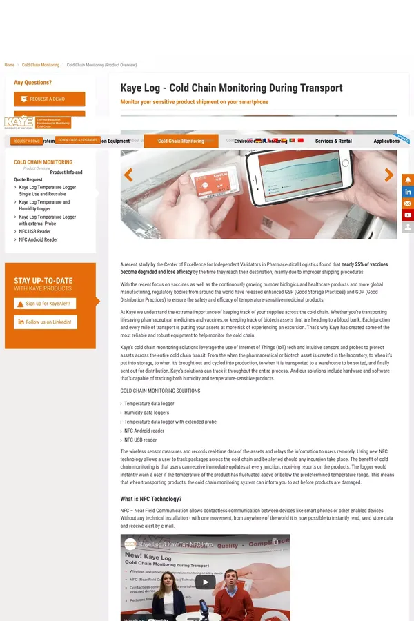 Cold Chain Monitoring - KAYE - website design inspiration