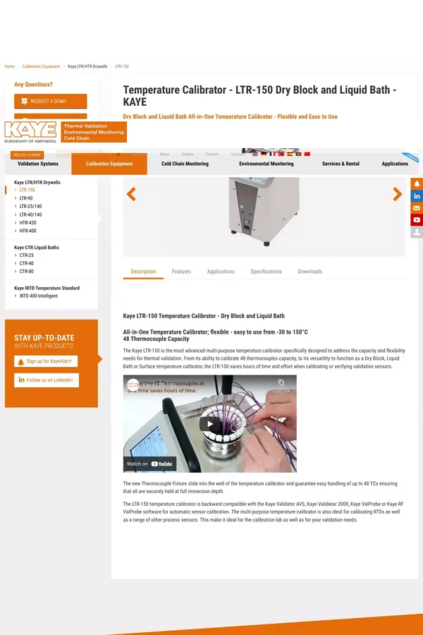 Temperature Calibrator - LTR-150 Dry Block and Liquid Bath - KAYE - website design inspiration