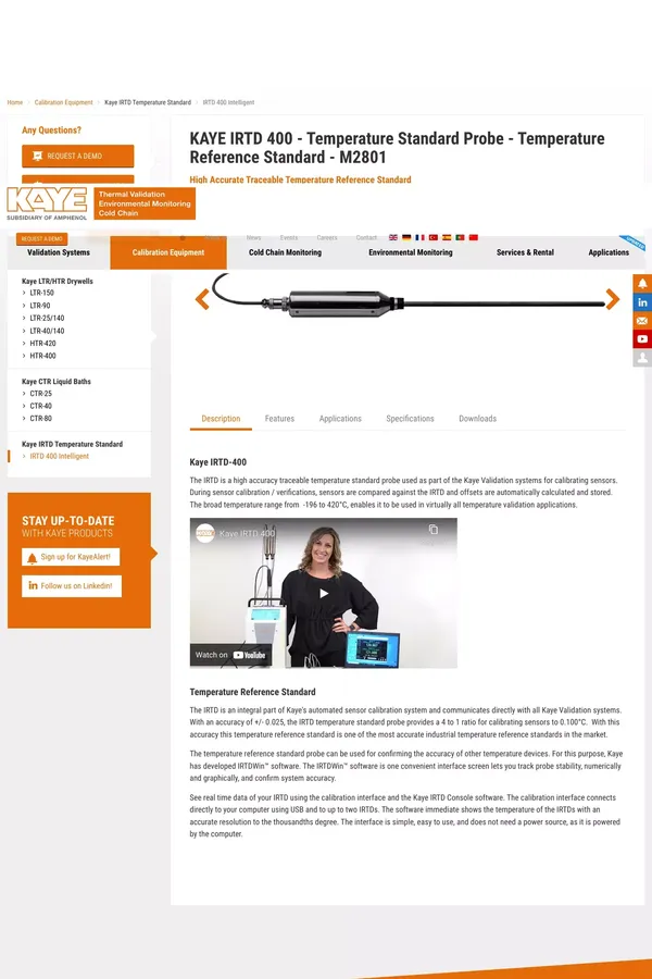 KAYE IRTD 400 - Temperature Standard Probe - Temperature Reference Standard - M2801 - website design inspiration