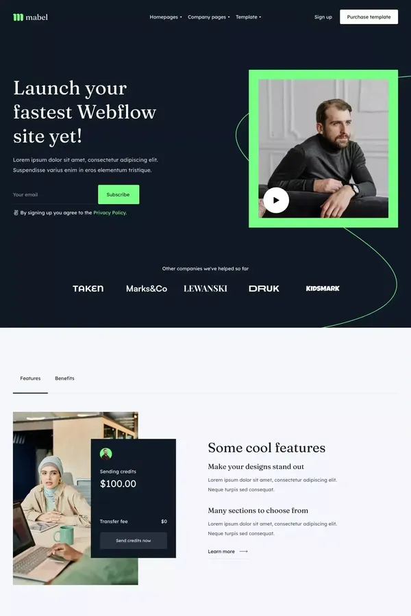 Mabel - Webflow Website Template - Template design inspiration