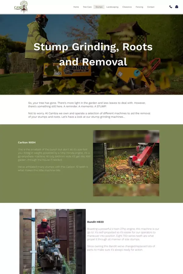 Stump Grinding Luton - Stump Removal Luton - Cambia - website design inspiration