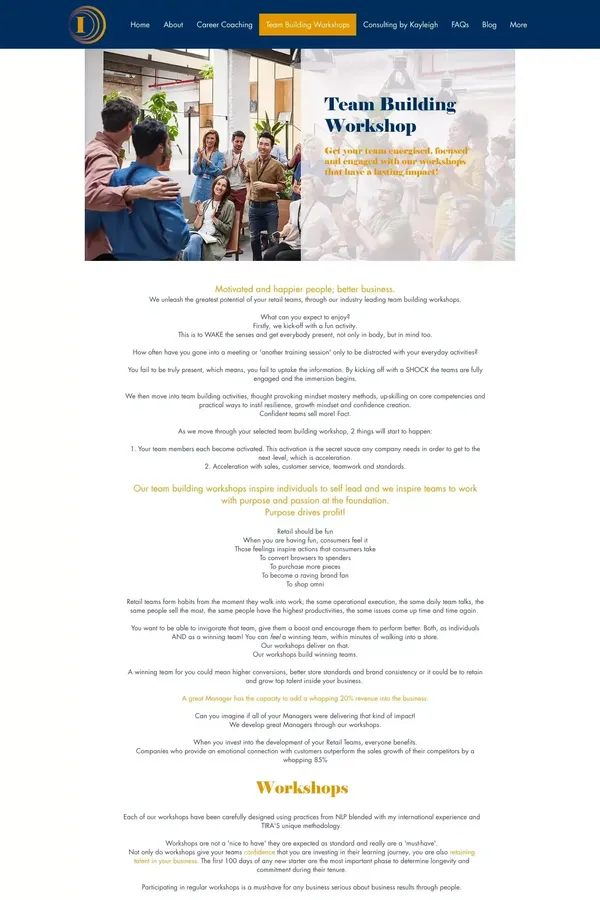 Team Building Workshops - Retail Training Workshops - website design inspiration