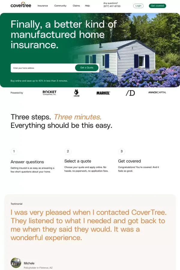 CoverTree: Homeowners Insurance | Get a Quote - Landing design inspiration