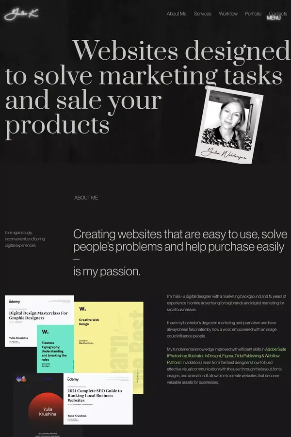 Website Designer – Yulia Krushina - Portfolio design inspiration