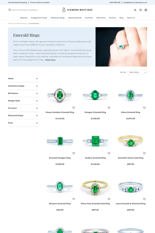 Emerald Rings - Emerald Ring for Women - Diamond Boutique ® - website design inspiration