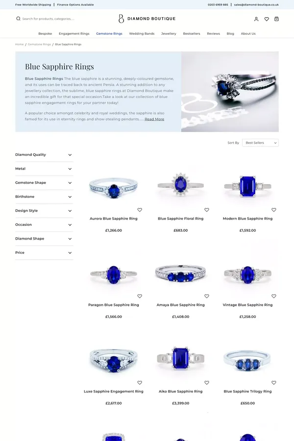Blue Sapphire Ring | Blue Sapphire Engagement Rings - Diamond Boutique ® - website design inspiration