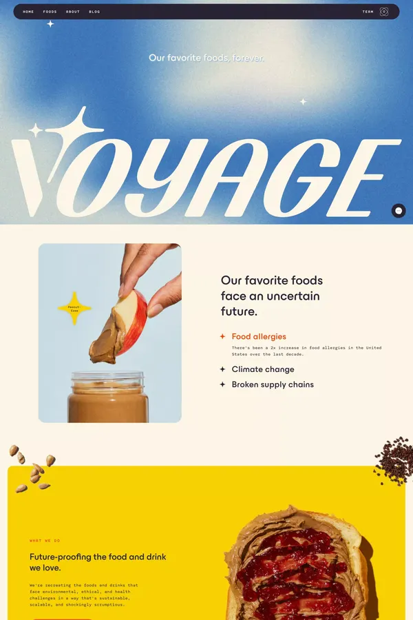Voyage Foods | Future-proofing your favorite food and drink - Landing design inspiration