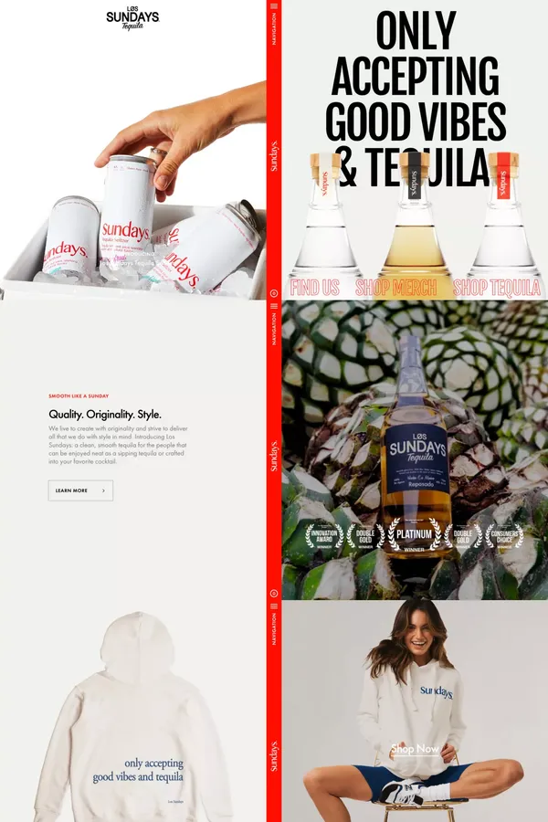 LÃ¸s Sundays Tequila - Ecommerce design inspiration