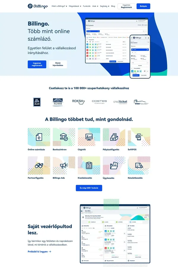Billingo online számlázó - elektronikus számlázás egyszerűen - website design inspiration