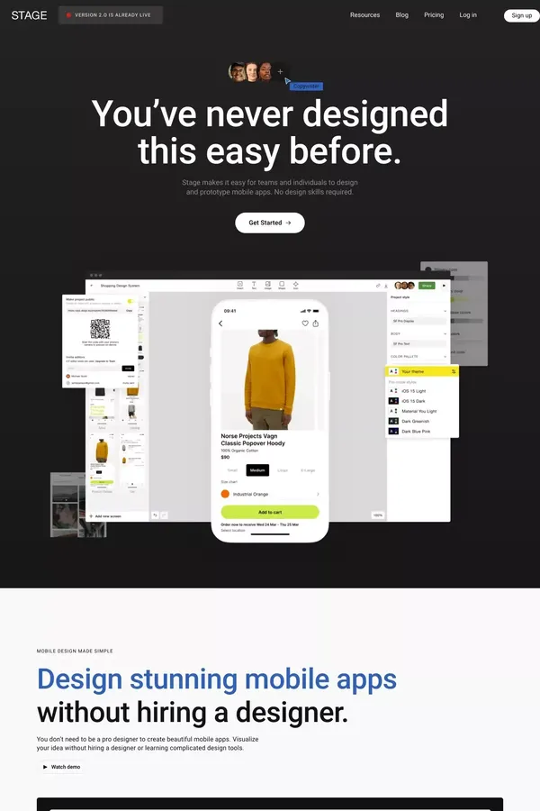 Stage – The easiest way to visualize mobile app ideas - Landing design inspiration