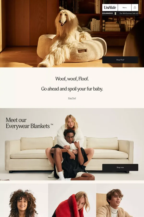 UnHide | A vegan lifestyle brand for your couch - Ecommerce design inspiration