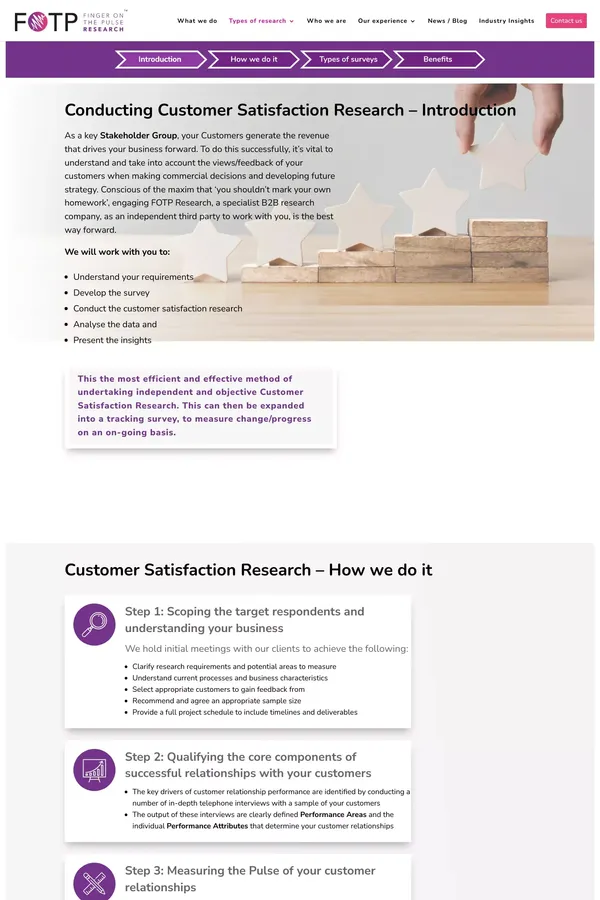 Customer Satisfaction Survey Company - Finger On The Pulse Research - website design inspiration