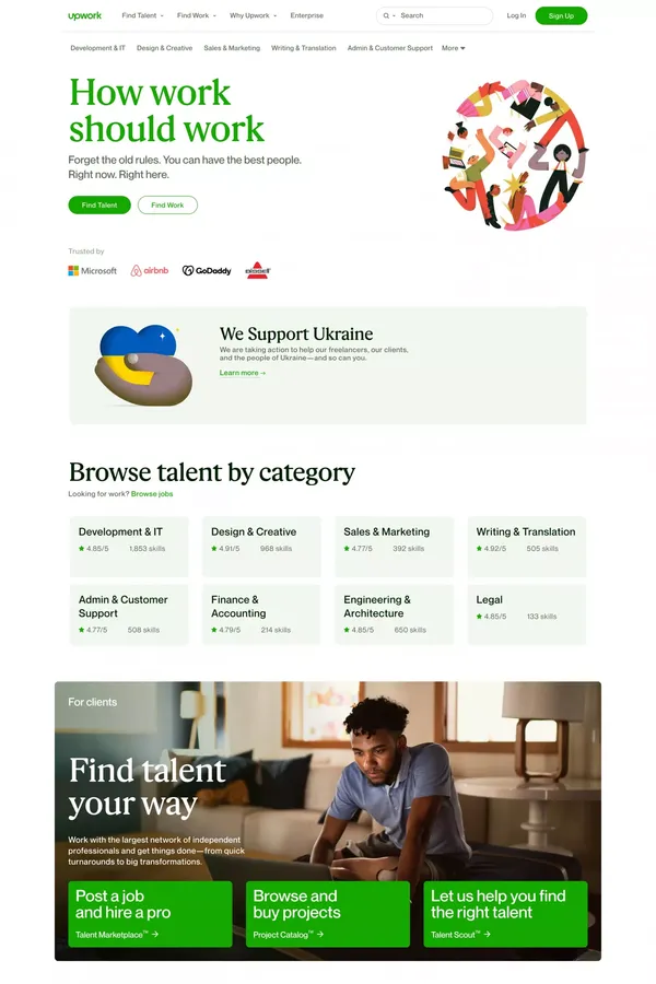 Upwork | The World's Work Marketplace - Landing design inspiration