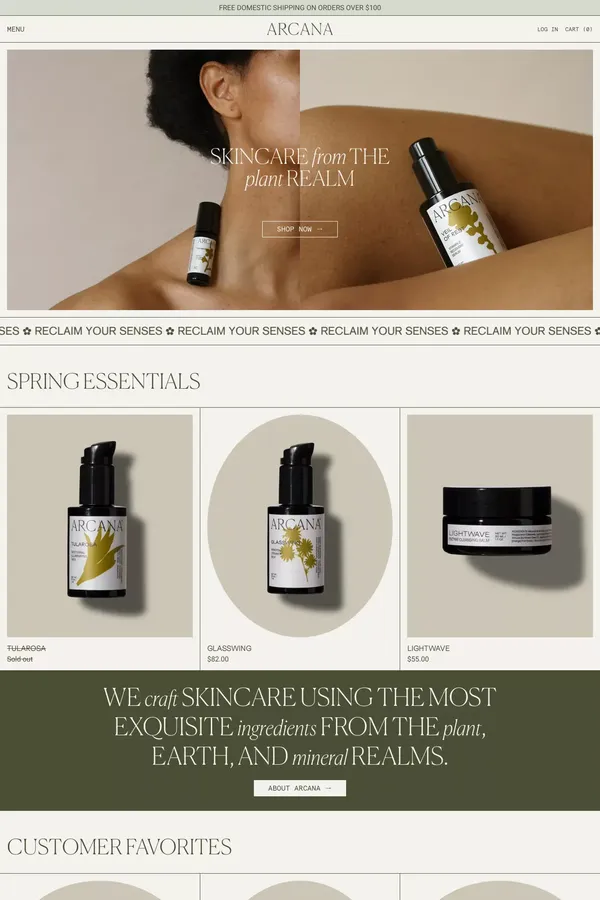Arcana– arcana-earth - Ecommerce design inspiration