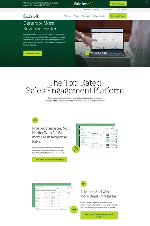 Salesloft: The Leading Sales Engagement Platform - Landing design inspiration