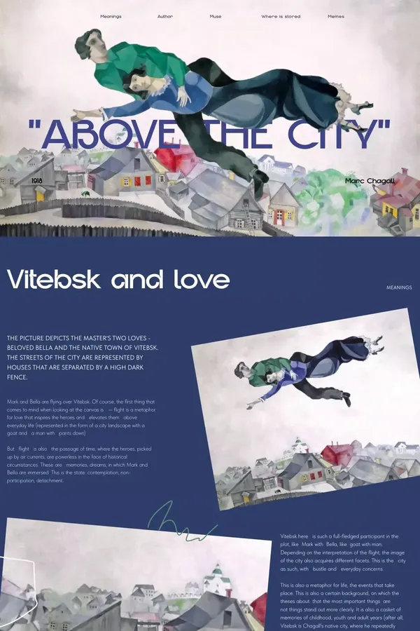 Painting "Above the city" by Marc Chagall - Landing design inspiration