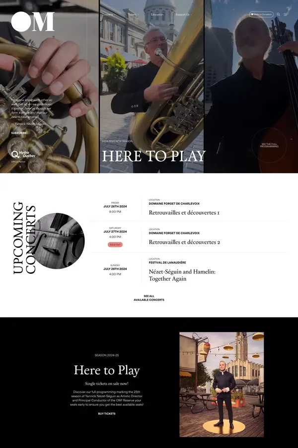 Home – Découvrez tous les concerts de l'Orchestre Métropolitain : détail des concerts, billetterie, concerts en webdiffusion, programmation, événements, musiciens, histoire… - Other design inspiration