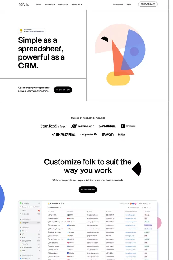 folk — Next generation CRM for teams - Landing design inspiration