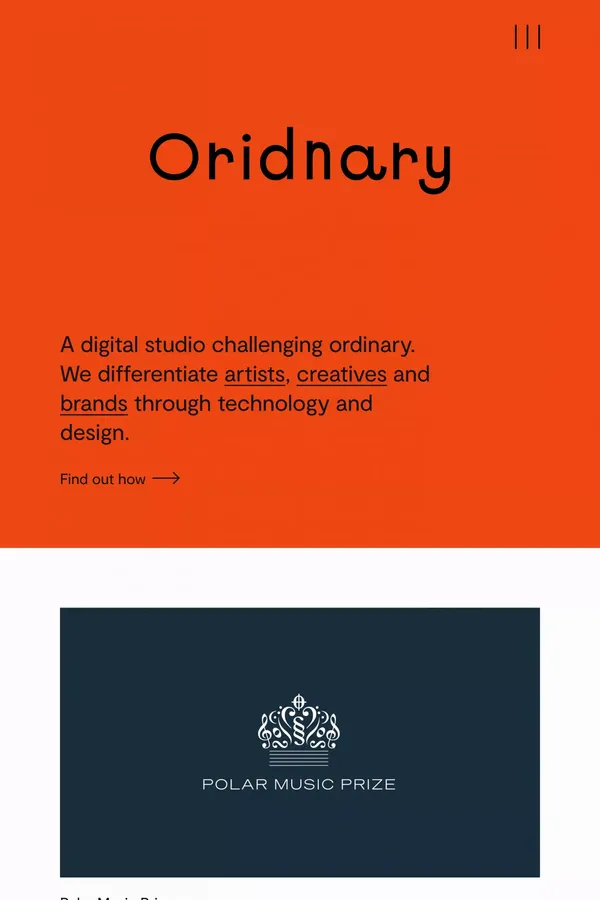Oridnary — Challenge Ordinary - Portfolio design inspiration