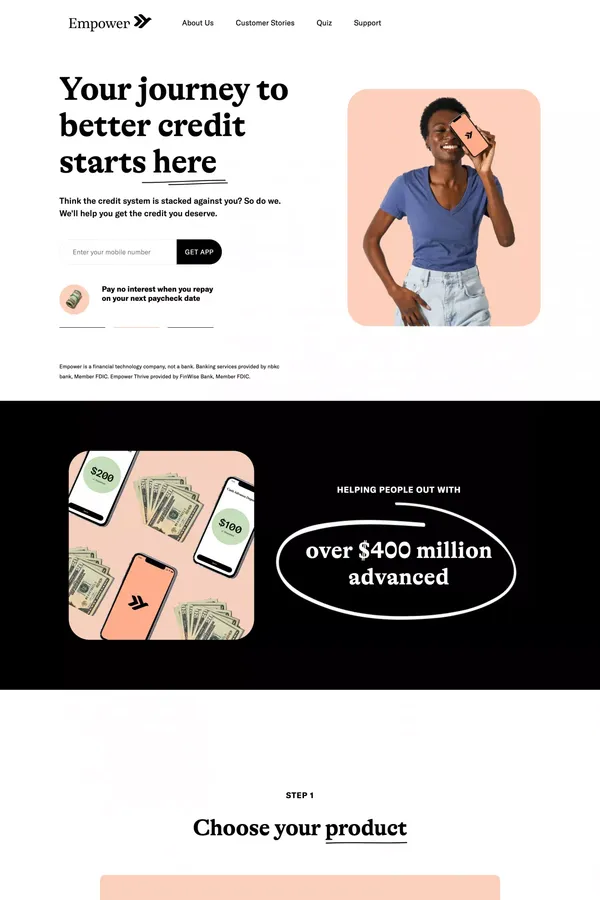 Affordable Credit, Designed for Everyone │ Empower - Landing design inspiration