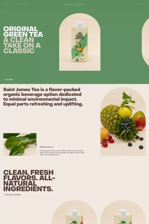 Saint James Iced Teas - Ecommerce design inspiration