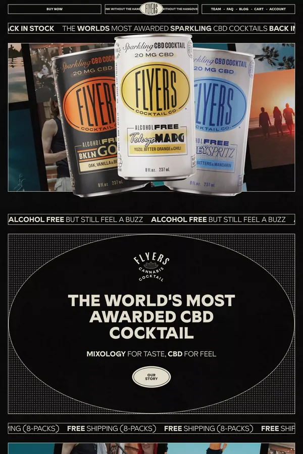 Sparkling RTD Cannabis Cocktails | Flyers Cocktail Co. - Ecommerce design inspiration
