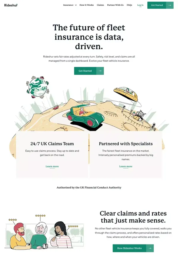 Rideshur - Business Fleet Insurance | Fleet Vehicle Insurance - Landing design inspiration