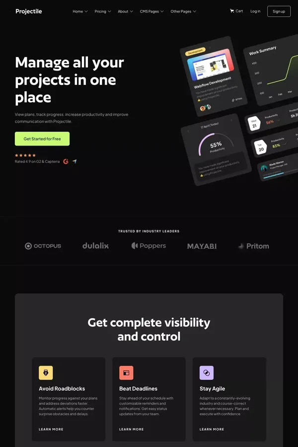 Projectile - Webflow Ecommerce Website Template - Template design inspiration